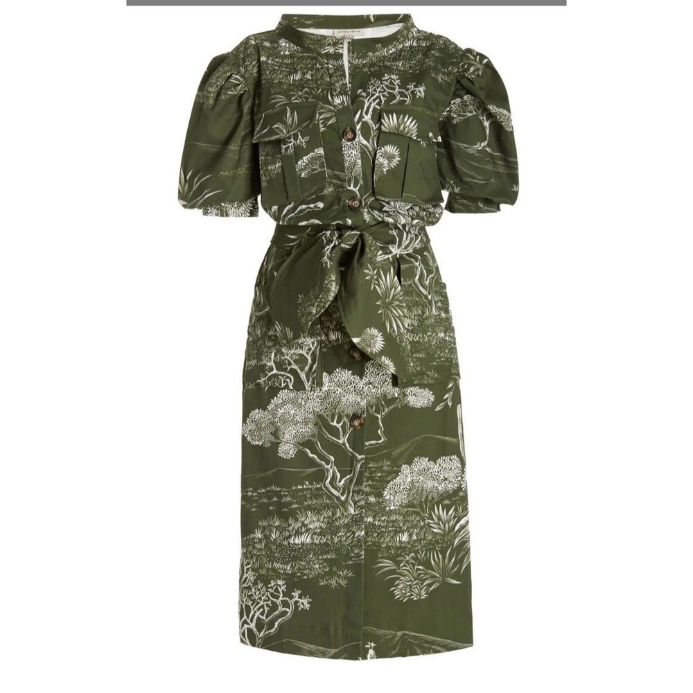 ANDRES OTALORA Exclusive Rancheria Jungle Print Cotton Midi Dress Size 6